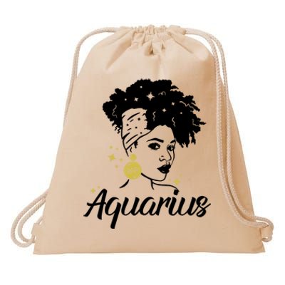 Wo Cute Aquarius Messy Bun Zodiac Lover Gift Drawstring Bag