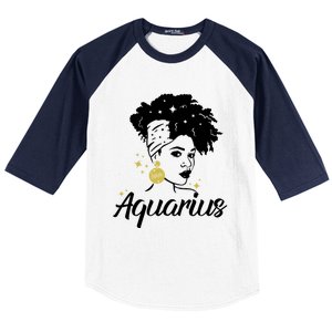 Wo Cute Aquarius Messy Bun Zodiac Lover Gift Baseball Sleeve Shirt