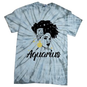 Wo Cute Aquarius Messy Bun Zodiac Lover Gift Tie-Dye T-Shirt