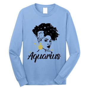 Wo Cute Aquarius Messy Bun Zodiac Lover Gift Long Sleeve Shirt