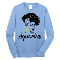 Wo Cute Aquarius Messy Bun Zodiac Lover Gift Long Sleeve Shirt