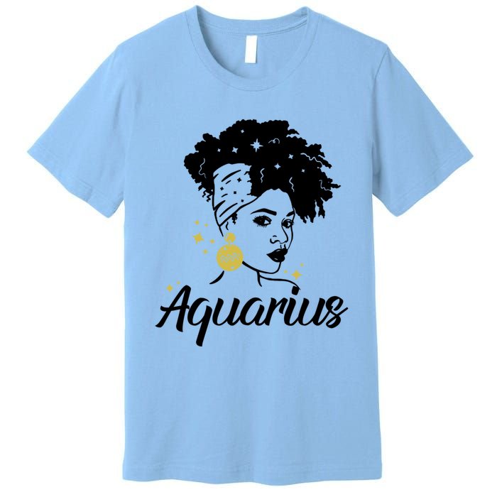 Wo Cute Aquarius Messy Bun Zodiac Lover Gift Premium T-Shirt