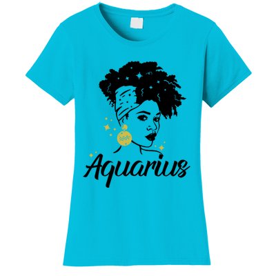 Wo Cute Aquarius Messy Bun Zodiac Lover Gift Women's T-Shirt