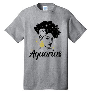 Wo Cute Aquarius Messy Bun Zodiac Lover Gift Tall T-Shirt