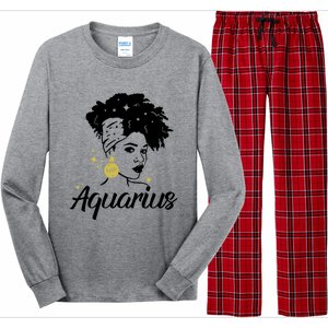 Wo Cute Aquarius Messy Bun Zodiac Lover Gift Long Sleeve Pajama Set