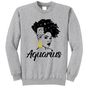 Wo Cute Aquarius Messy Bun Zodiac Lover Gift Tall Sweatshirt