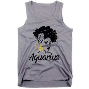 Wo Cute Aquarius Messy Bun Zodiac Lover Gift Tank Top