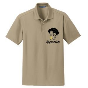 Wo Cute Aquarius Messy Bun Zodiac Lover Gift Dry Zone Grid Polo