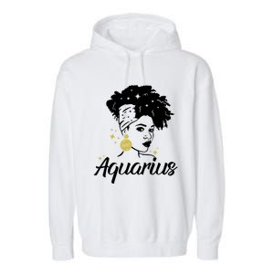 Wo Cute Aquarius Messy Bun Zodiac Lover Gift Garment-Dyed Fleece Hoodie