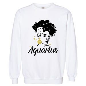 Wo Cute Aquarius Messy Bun Zodiac Lover Gift Garment-Dyed Sweatshirt