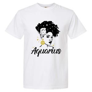 Wo Cute Aquarius Messy Bun Zodiac Lover Gift Garment-Dyed Heavyweight T-Shirt