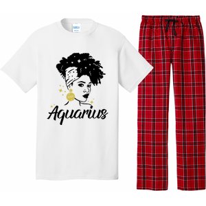 Wo Cute Aquarius Messy Bun Zodiac Lover Gift Pajama Set