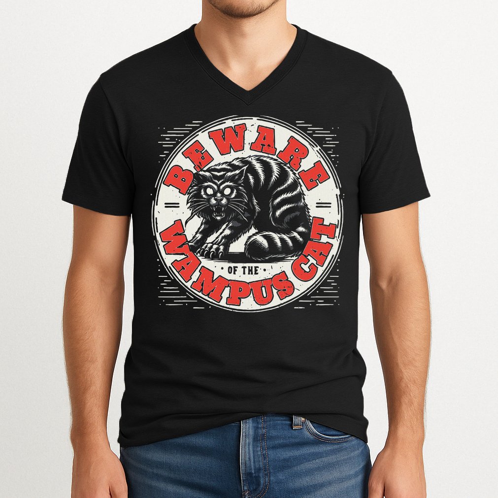 Wampus Cat American Folklore Cryptozoology Cryptid V-Neck T-Shirt