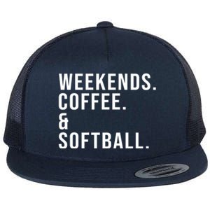 Weekends Coffee And Softball Funny Softball Mom Mothers Day Gift Flat Bill Trucker Hat