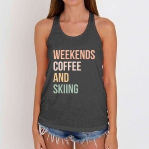 Weekends Cofee And Skiing Gift For Skier Women's Knotted Racerback Tank