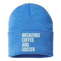 Weekends Coffee And Soccer Soccer Auntie Soccer Mom Gift Sustainable Knit Beanie