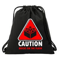 Warning Caution Building Blocks Bricks On Floor Drawstring Bag