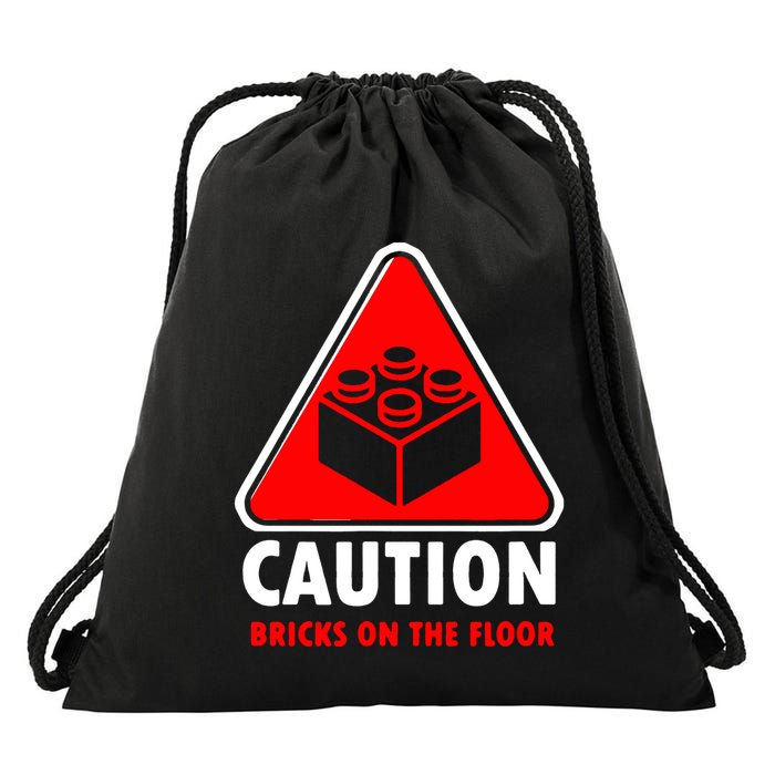 Warning Caution Building Blocks Bricks On Floor Drawstring Bag