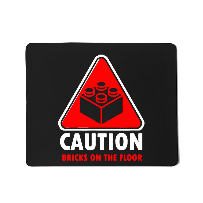 Warning Caution Building Blocks Bricks On Floor Mousepad