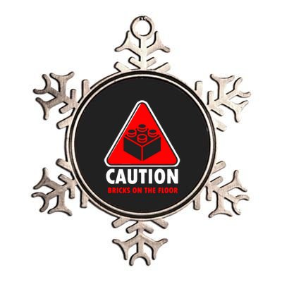 Warning Caution Building Blocks Bricks On Floor Metallic Star Ornament
