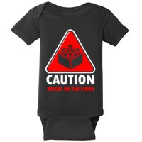 Warning Caution Building Blocks Bricks On Floor Baby Bodysuit