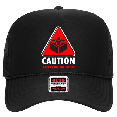 Warning Caution Building Blocks Bricks On Floor Trucker Hat