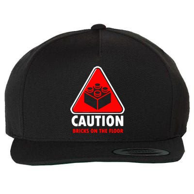 Warning Caution Building Blocks Bricks On Floor Wool Snapback Cap