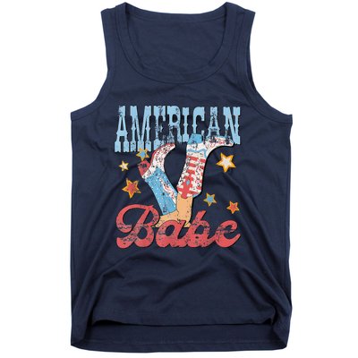 Western Cowgirl Boots Retro American Babe 4th Of July Tank Top