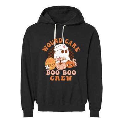 Wound Care Boo Boo Crew Funny Nurse Ghost Halloween Garment-Dyed Fleece Hoodie