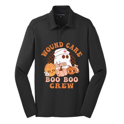 Wound Care Boo Boo Crew Funny Nurse Ghost Halloween Silk Touch Performance Long Sleeve Polo