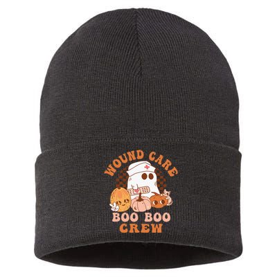 Wound Care Boo Boo Crew Funny Nurse Ghost Halloween Sustainable Knit Beanie