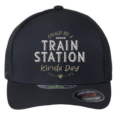 Wo Could Be A Train Station Kinda Day, vintage Country Music Flexfit Unipanel Trucker Cap