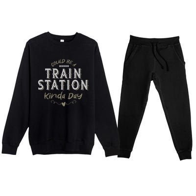 Wo Could Be A Train Station Kinda Day, vintage Country Music Premium Crewneck Sweatsuit Set