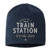 Wo Could Be A Train Station Kinda Day, vintage Country Music Sustainable Beanie