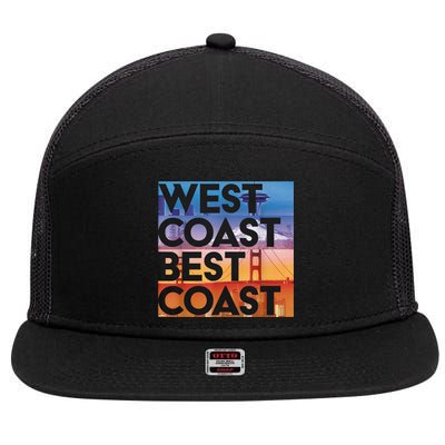 West Coast Best Coast 7 Panel Mesh Trucker Snapback Hat