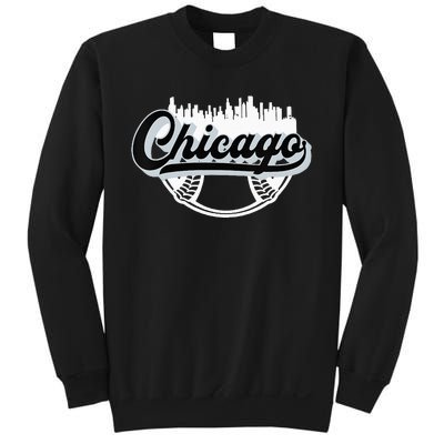 Womens Chicago Baseball Downtown City Skyline Fan Sweatshirt