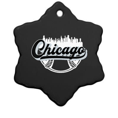 Womens Chicago Baseball Downtown City Skyline Fan Ceramic Star Ornament