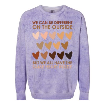 We Can Be Different On The Outside But We All Have The Same Heart Black History Colorblast Crewneck Sweatshirt