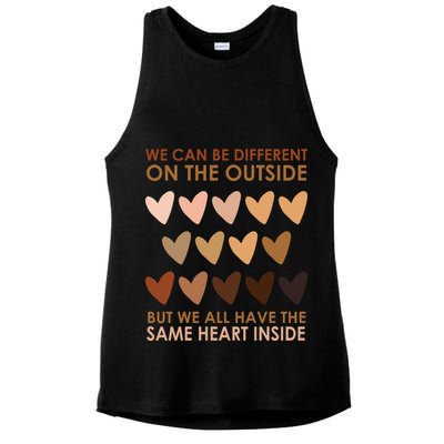 We Can Be Different On The Outside But We All Have The Same Heart Black History Ladies PosiCharge Tri-Blend Wicking Tank
