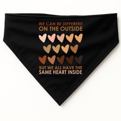We Can Be Different On The Outside But We All Have The Same Heart Black History USA-Made Doggie Bandana