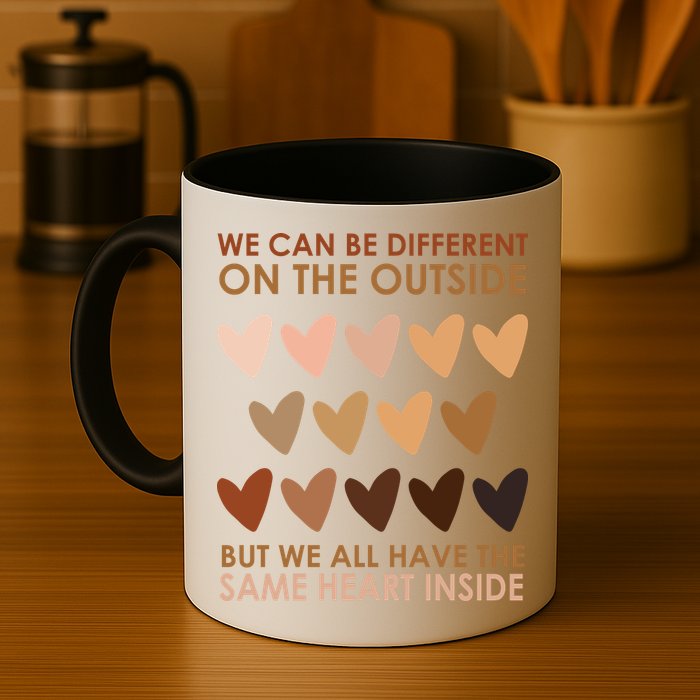 We Can Be Different On The Outside But We All Have The Same Heart Black History Mug