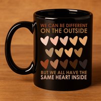 We Can Be Different On The Outside But We All Have The Same Heart Black History 11oz C Handle Ceramic Mug