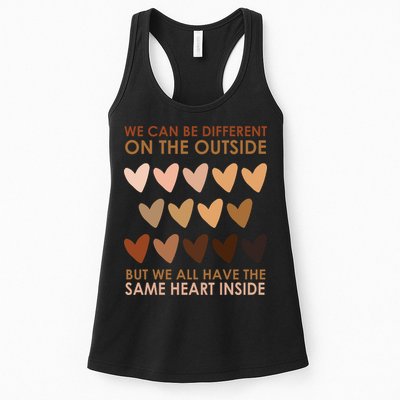 We Can Be Different On The Outside But We All Have The Same Heart Black History Womens Tank Top