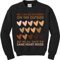We Can Be Different On The Outside But We All Have The Same Heart Black History Kids Sweatshirt