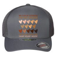 We Can Be Different On The Outside But We All Have The Same Heart Black History Flexfit Unipanel Trucker Cap