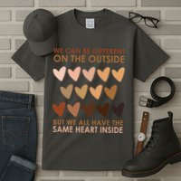 We Can Be Different On The Outside But We All Have The Same Heart Black History Tall T-Shirt