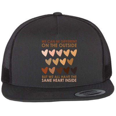 We Can Be Different On The Outside But We All Have The Same Heart Black History Flat Bill Trucker Hat