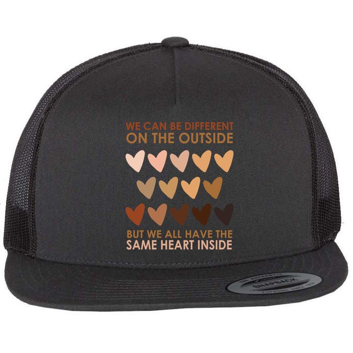 We Can Be Different On The Outside But We All Have The Same Heart Black History Flatbill Hat