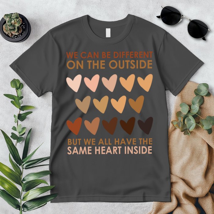 We Can Be Different On The Outside But We All Have The Same Heart Black History Premium T-Shirt