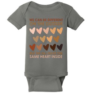 We Can Be Different On The Outside But We All Have The Same Heart Black History Baby Bodysuit